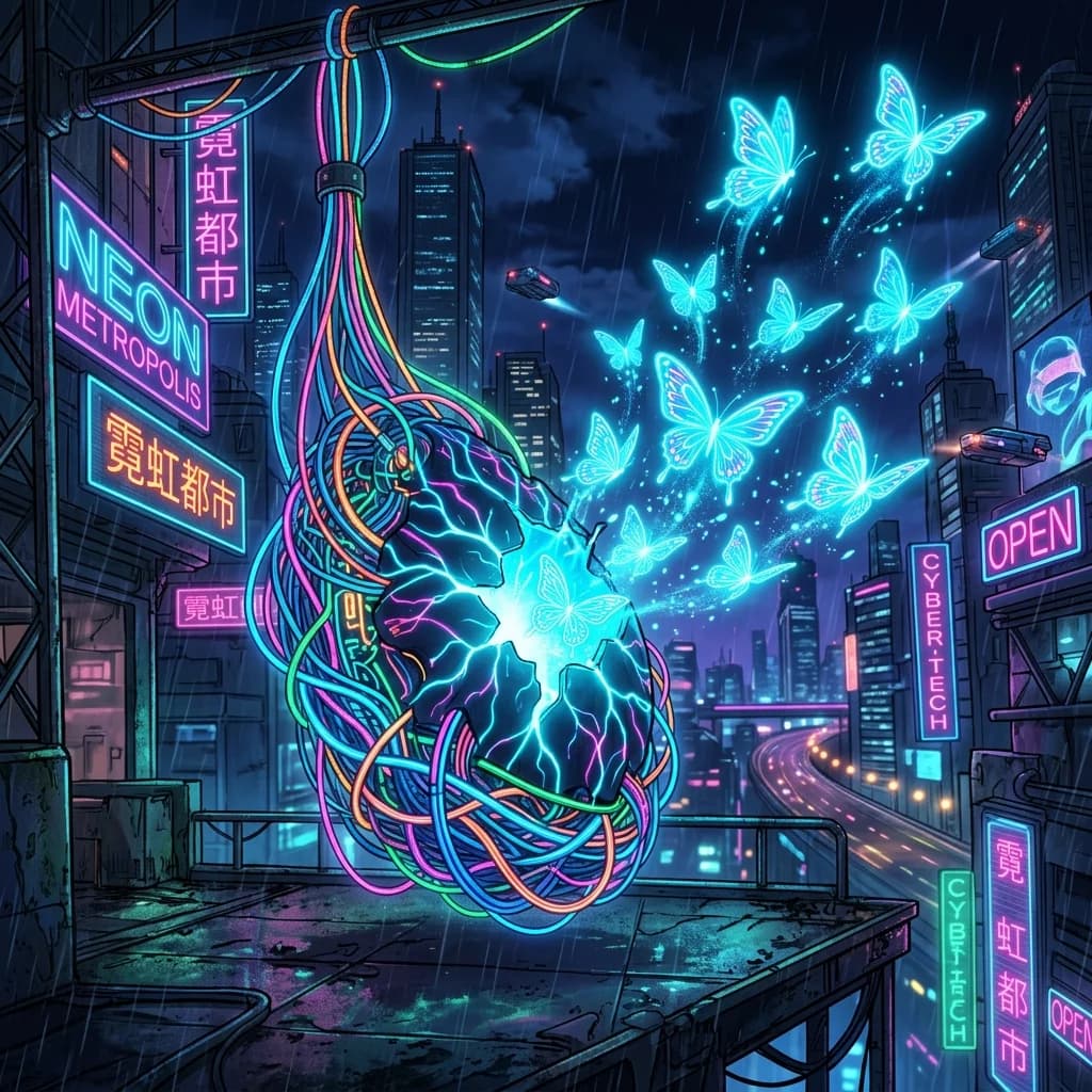 A glowing character stands amid shattered armor, representing personal awakening.