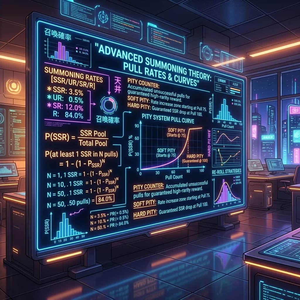 A glowing holographic screen explaining key mobile game mechanics and terminology in a clean digital style.