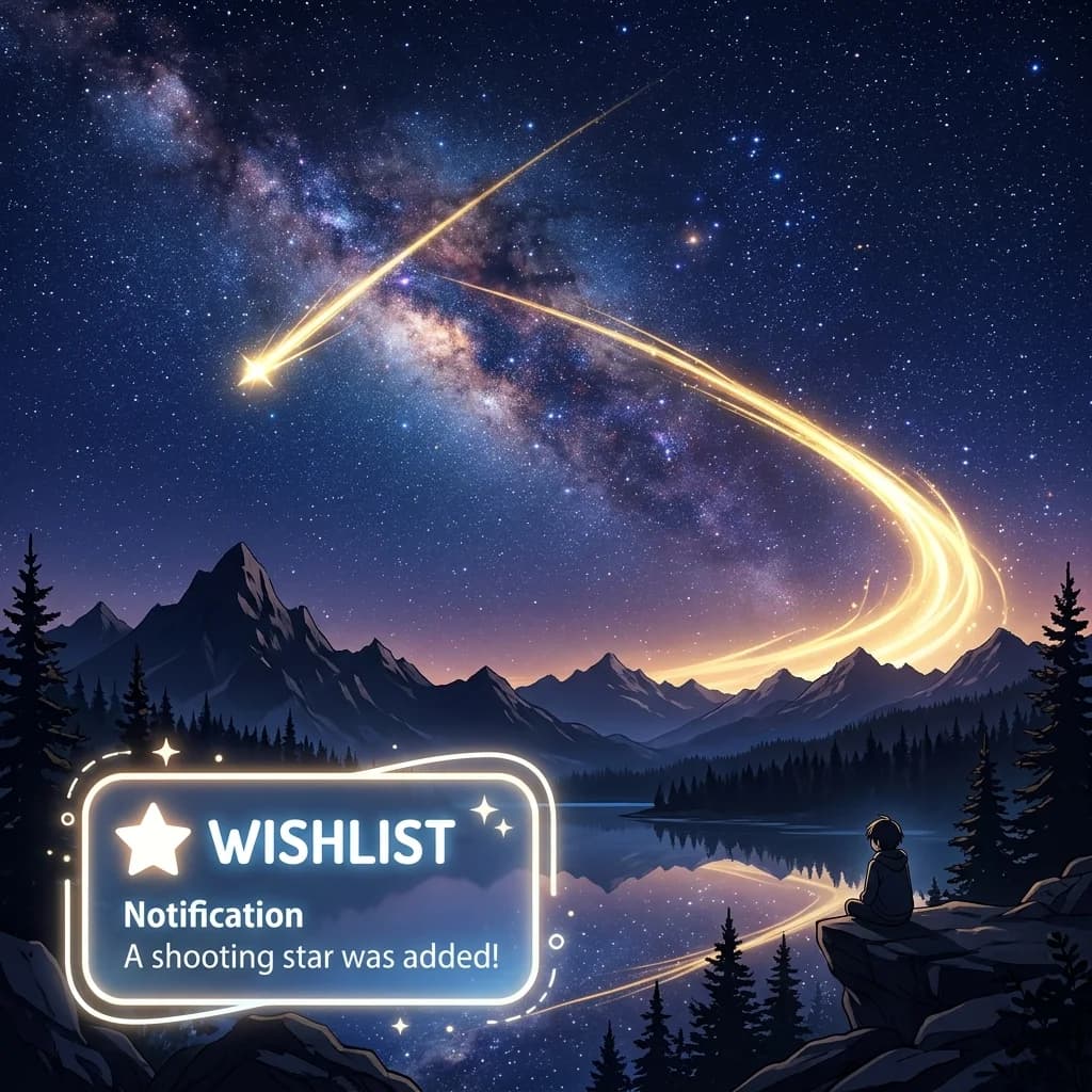 A silhouette of a gamer looking at a glowing monitor displaying a wishlist button, representing anticipated upcoming games.