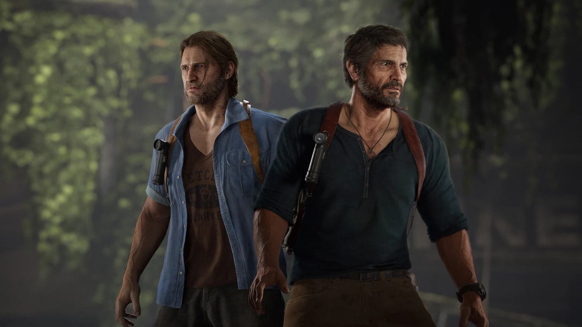 The Last of Us Part II Remastered — Джоэл и Томми идут по лесистой местности в обновлённой версии игры.