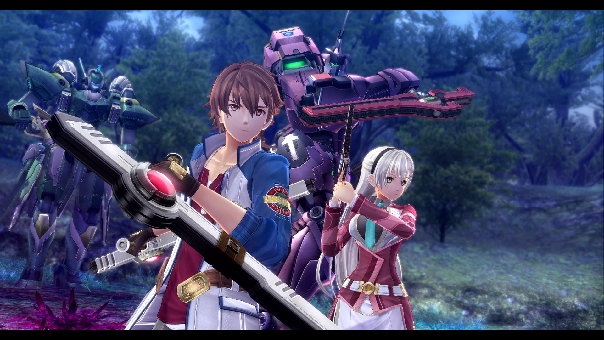 The Legend of Heroes: Trails of Cold Steel IV : un groupe combat dans une forêt, avec les indicateurs de santé et d’action visibles.