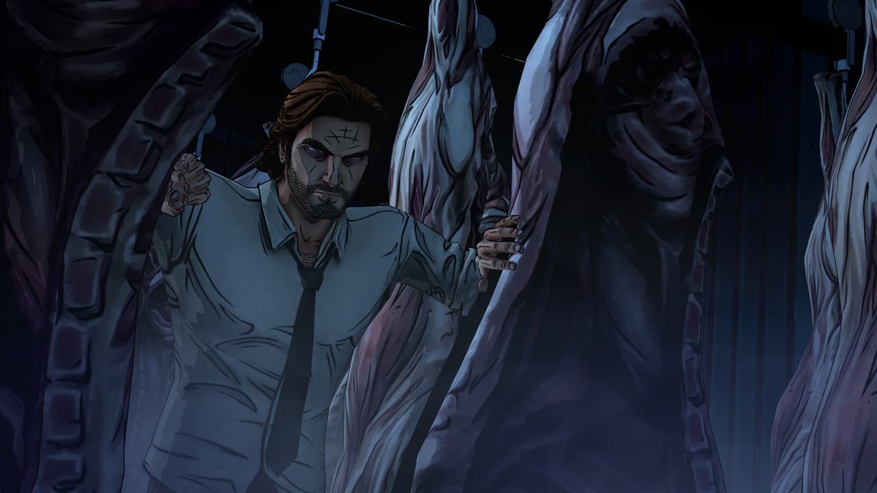 The Wolf Among Us: eine Gruppe von Figuren erscheint in einer düster illustrierten Szene.