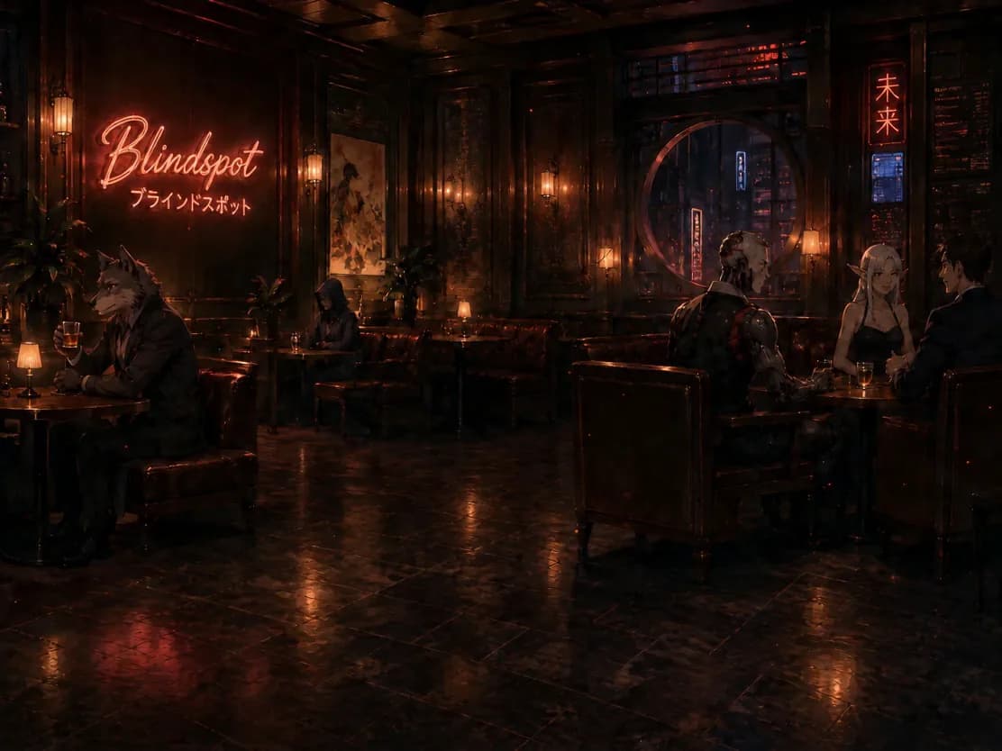 Artisan cocktail glass glowing against an underground speakeasy counter